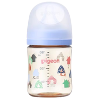 Pigeon 贝亲 日本本土版 贝亲第3代宽口径母乳实感防摔PPSU奶瓶 7图案 房子蓝色160ml