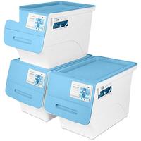 CHAHUA 茶花 2885 斜翻盖收纳箱 34L*3个 海蓝色