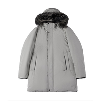 威可多（VICUTU）男士羽绒服中长款保暖连帽外套VBS21472259 灰色 175/96B 