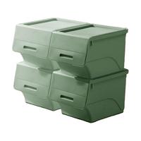 CHAHUA 茶花 2885 斜翻盖收纳箱 34L*4个 橄榄绿