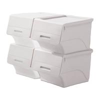 CHAHUA 茶花 2885 斜翻盖收纳箱 34L*4个 云朵灰