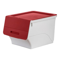 CHAHUA 茶花 2885 斜翻盖收纳箱 34L*1个 中国红