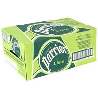perrier 巴黎水 充气天然矿泉水 青柠味 200ml*24瓶