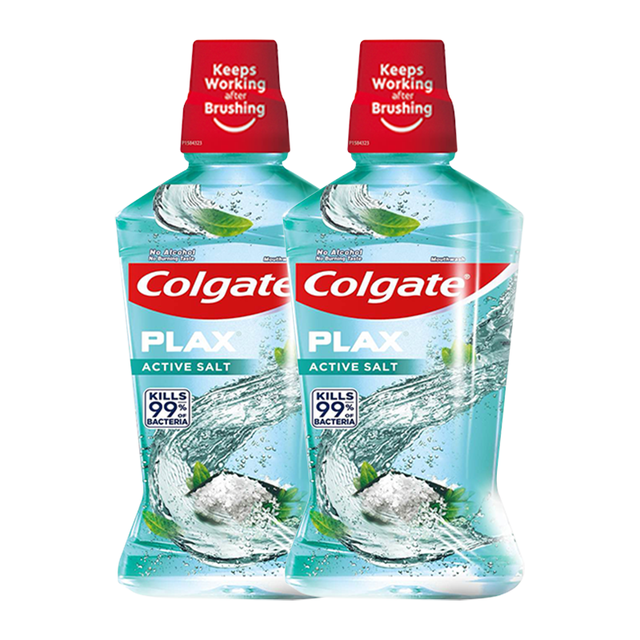 高露洁 清爽海盐精油进口漱口水500ml*2瓶 含氟深层清洁自营