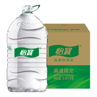怡宝 天然水包装饮用水5L*4瓶 整箱装 渠道限定