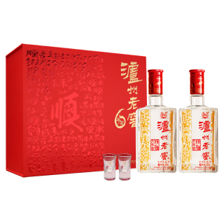 泸州老窖 六年窖头曲 路路顺礼盒 浓香型白酒52度500ml*2瓶（配酒具礼袋）