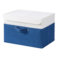 TAILI 太力 仿棉麻布艺收纳箱衣物被子玩具整理箱储物箱26L可折叠蓝白色1个装
