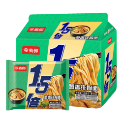 今麦郎 方便面泡面袋装 1.5倍速食宵夜红烧牛肉味拉面125g*5袋 葱香排骨面