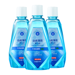 京东京造 劲爽薄荷漱口水500ml*3温和0酒精清新口气去口臭深层清洁减少细菌