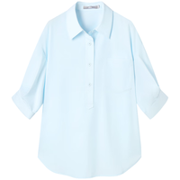 对白夏日轻薄短袖白色衬衫女2025年夏季休闲通勤气质小众衬衣 浅水蓝 M