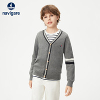 NAVIGARE男童毛衣秋季儿童毛衣毛衫中大童外套舒适亲肤 学院绅士灰色 120