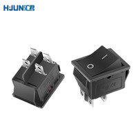 汇君 KCD4船型开关船形翘板电源按钮防水大电流 4脚2档16A黑开无灯 5个装