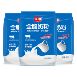 光明 高钙 全脂奶粉+小奶杯+奶粉勺  400g/3袋装