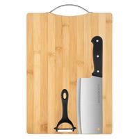 美厨 砧板菜板案板 竹砧板菜刀瓜刨削皮器切片刀水果刀三件套 MCD4482 砧板菜刀瓜刨3件套