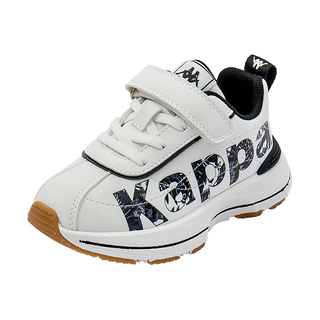 Kappa Kids卡帕童鞋男童运动鞋儿童鞋时尚潮流女童休闲跑步鞋 米/黑 28码内长约180mm