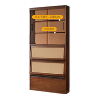 睿帆实木书柜落地防尘玻璃柜带门文件柜客厅组合收纳储物柜书房书厨 组合柜【三柜】