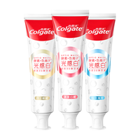 高露洁（Colgate）双抗光感白牙膏去渍酵素美白负离子去黄白桃+桂花+薄荷360g 【1刷融渍】光感白组套 120g*3支
