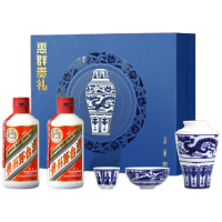 今日必买：茅台 飞天 200ml x2 酱香型白酒 景德镇青花瓷 礼盒（礼袋售完即止）