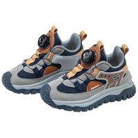 SNOOPY史努比童鞋儿童跑步鞋秋季中大童户外男女孩透气休闲旋转扣运动鞋 蓝/棕 29码 脚长17.2-17.7cm