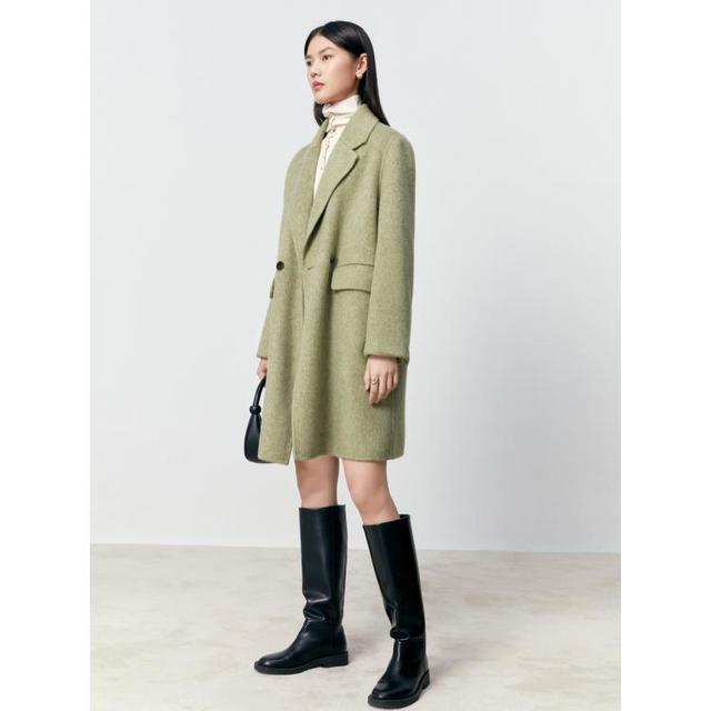 PEACEBIRD 太平鸟 冬阿尔巴卡羊驼毛双面呢大衣外套女