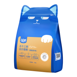 喔喔 猫粮成猫 全价无谷冻干三鲜猫干粮1.5kg 鳕鱼虾味 40%粗蛋白