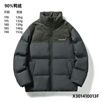 雪中飞2025秋冬热销男女短中长连帽加厚羽绒服外套 灰绿10013F 155