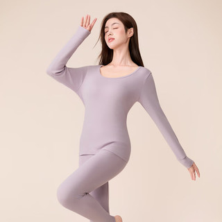  FENTENG/芬腾 纯棉 女士保暖内衣套装  浅灰紫 2XL