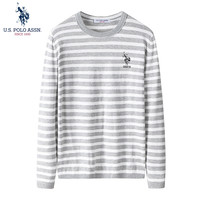 美国马球协会 U.S. POLO ASSN.US保罗毛衣男针织衫男装秋冬加绒保暖半高领男士打底衫上衣 浅灰 M
