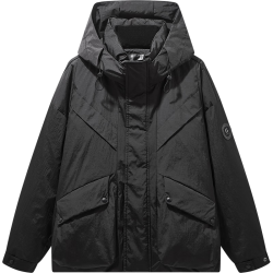 GXG 男装 机能风连帽羽绒服双色加厚外套短款羽绒服 黑色 175/L