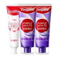 高露洁（Colgate）色修美白牙膏90g*2+双抗光感白牙膏白桃120g口臭去黄去渍美白 【去黄抗渍】牙膏组合 300g*1套