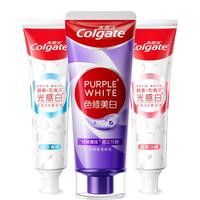 高露洁（Colgate）色修美白牙膏90g+双抗光感白牙膏白桃+薄荷240g去黄去渍美白 【去黄抗渍】牙膏组合 330g*1套