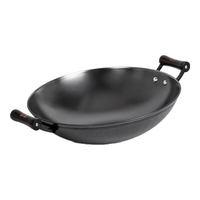 铸味炒锅铸铁无涂层物理不粘锅家用炒菜双耳圆底平底少油烟燃气灶通用 40cm平底炒锅(带锅盖)电磁炉