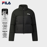 杨幂同款FILA斐乐羽绒服2025冬季宽松短款运动RGB多彩羽绒女 正黑色-BK 180/96A/XXL