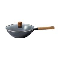 乐扣乐扣（LOCK&LOCK）圆底铁锅家用炒菜锅不易粘锅少油烟带手柄电磁炉燃气通用黑色30cm