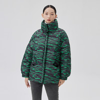 艾莱依立领羽绒服女装冬季撞色时尚个性短款冬季外套 M