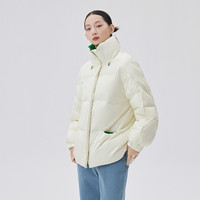 艾莱依立领羽绒服女装冬季撞色时尚个性短款冬季外套 XXXL