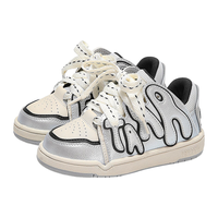 泰兰尼斯秋季时尚儿童板鞋女童轻便低帮运动鞋软底防滑休闲鞋 银色/白 28码 内长17.0cm适合脚长16.0cm