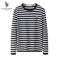 美国马球协会 U.S. POLO ASSN.US保罗毛衣男针织衫男装秋冬加绒保暖半高领男士打底衫上衣 黑色612实心标 100%棉 3XL