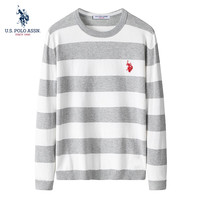 美国马球协会 U.S. POLO ASSN.US保罗毛衣男针织衫男装秋冬加绒保暖半高领男士打底衫上衣 灰色611空心标 100%棉 2XL