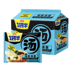 今麦郎 一袋半方便面大份量面饼速食袋装 海鲜汤面5连包