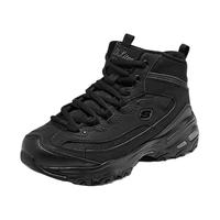 Skechers斯凯奇冬季女士黑色高帮鞋加绒保暖熊猫老爹鞋运动鞋