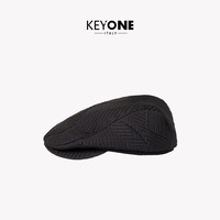 keyone 日系复古条纹报童帽春夏棉麻透气画家帽小众设计褶皱鸭舌帽