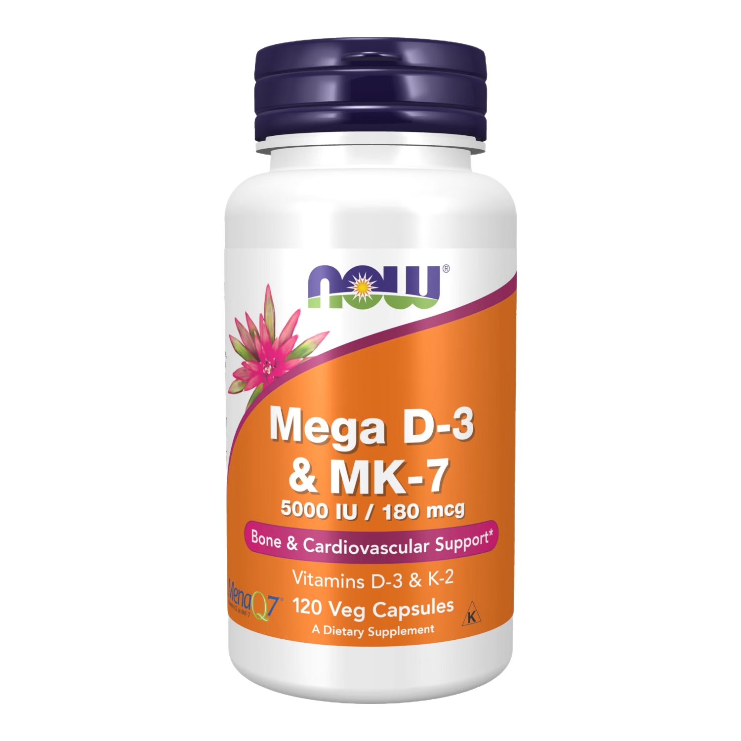 NOW 诺奥维生素D3 K2 MK7 5000IU/180mcg 120粒