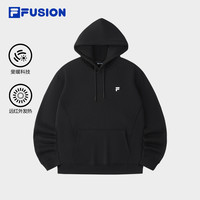 章昊同款FILA FUSION斐乐潮牌款卫衣2025秋宽松加绒上衣 【加绒版】正黑色-BK 190/108A/XXXL