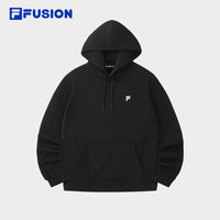 章昊同款FILA FUSION斐乐潮牌款卫衣2025秋宽松加绒上衣 【常规版】正黑色-BK 180/100A/XL