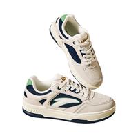 安踏赛博丨板鞋男鞋夏季低帮潮流运动鞋厚底增高休闲运动鞋子 白垩色/墨黛蓝/田径绿-4 42.5