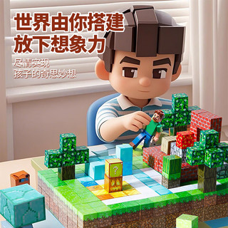 启致创想我的世界磁力方块儿童益智玩具3-6-10岁磁吸积木男女孩生日礼物 磁力积木x100，人仔x7，说明书x1