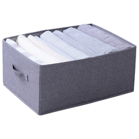 百草园 布艺衣服内衣收纳盒收纳箱抽屉式衣物整理箱子衣柜分类储物盒 摩卡灰 大号无盖【28*47*21cm】