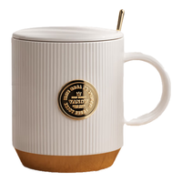 Vanow陶瓷马克杯带盖勺男女生套装礼盒水杯子 珍耀白