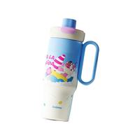 BABLOV保温保冷冰霸杯女士咖啡杯大容量保温杯便携带手柄吸管水杯杯 海浪观光团 600ml